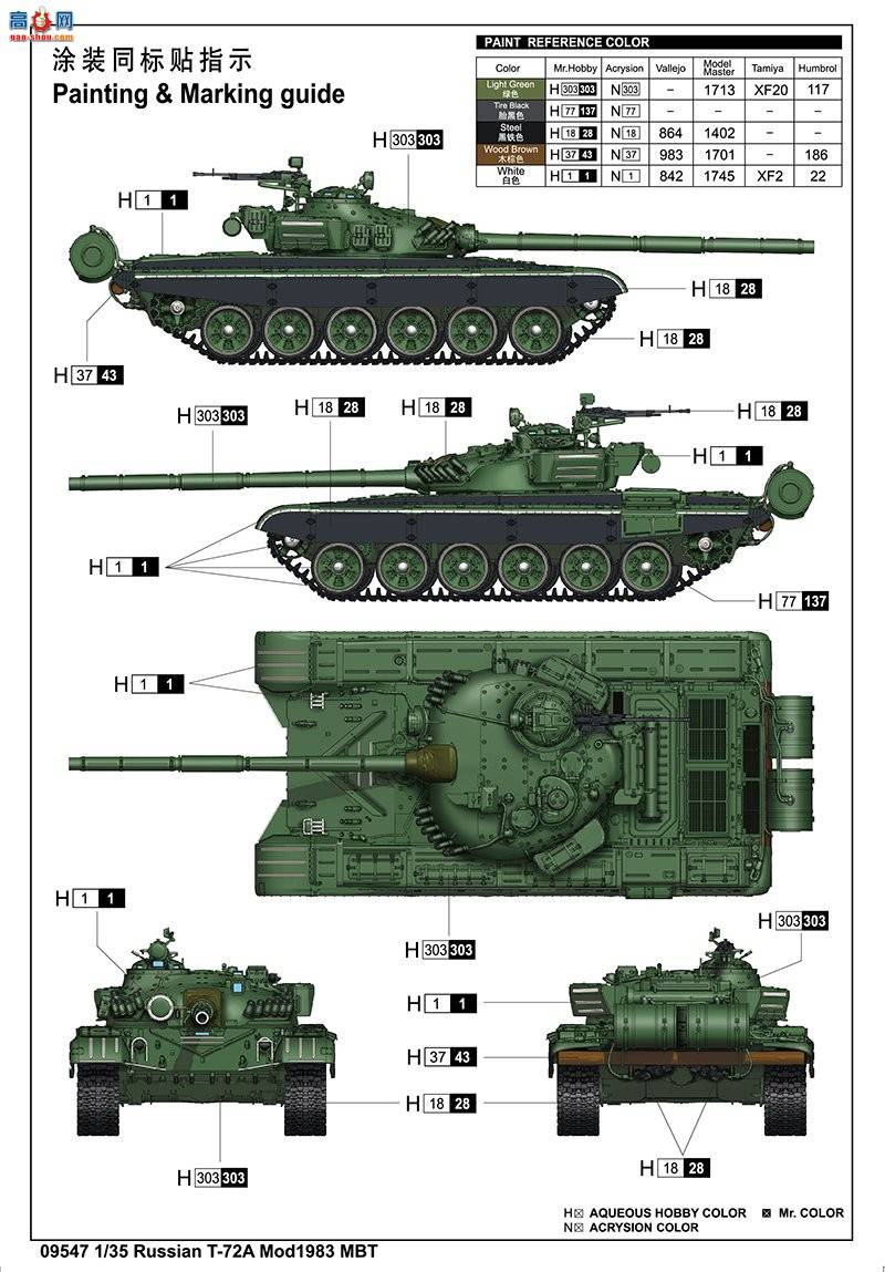 С���� ̹�� 09547 ����˹T-72A Mod1983��ս̹��