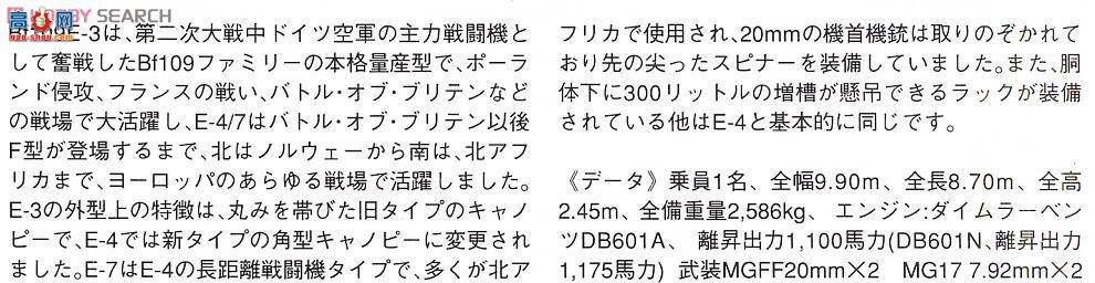 ���ȴ� ս���� 08207 ÷��ʩ���� Bf 109E-4/7 ����������