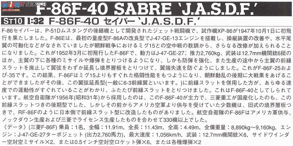 ȴ ս ST10 088603 F-86F-40 嵶 JASDF