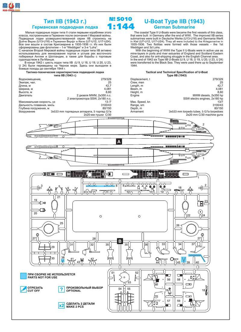 ICM S010 �¹�Ǳͧ U-Boat IIB �ͣ�1943 �꣩