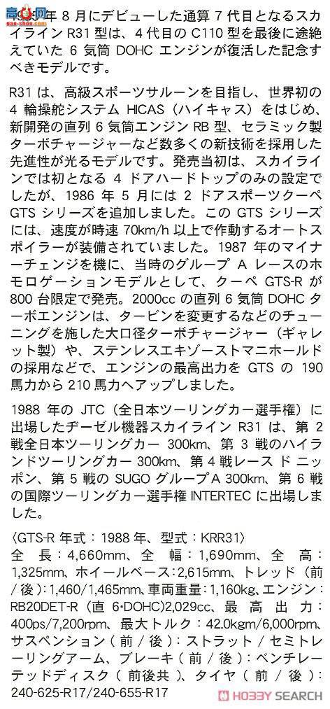 ȴ  20406 豸 Skyline GTS-R (R31)