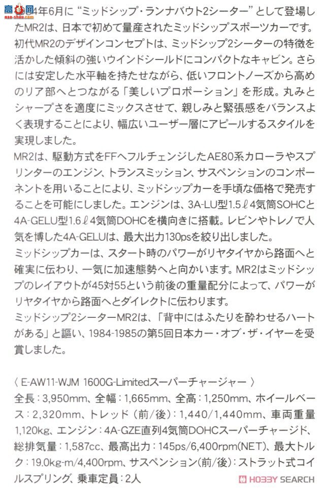 ȴ ܳ 21145 HC45  MR2 (AW11) Late model G-Limited ѹ (T-bar )