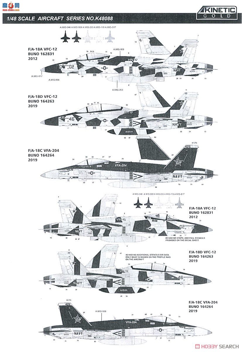 KINETIC 48088 F/A-18A/C/D VFC-12 &amp; VFA-204 