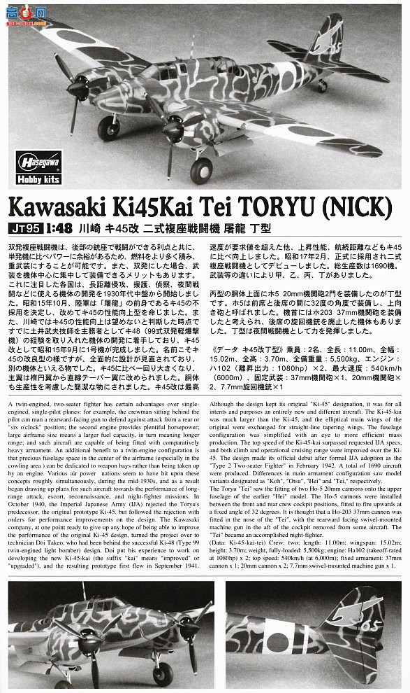 ȴ ս 19195 JT95  Ki-45 Kai  ˫ս ͤ