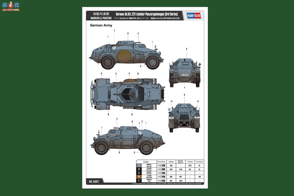 HobbyBoss װ׳ 83812 ¹Sd.Kfz.221װ쳵3Σ